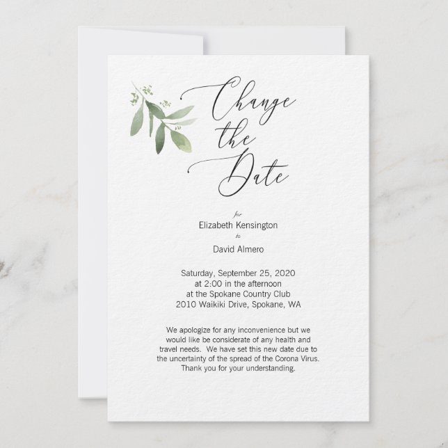 Modifier la carte de date - Corona Virus card (Devant)