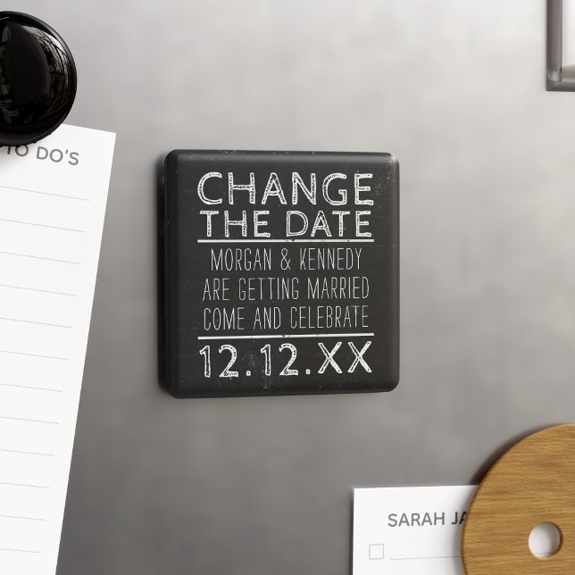Modifier la date Magnet Mariage noir et blanc (Need to change the date of your wedding? Here's a rustic black and white magnet just for you)