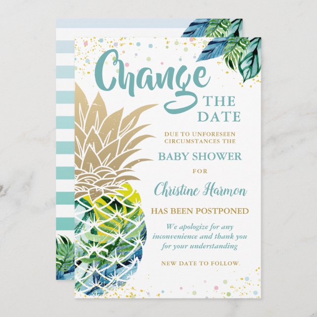 Modifier Le Baby shower Date Faire-part Ananas (Devant / Derrière)