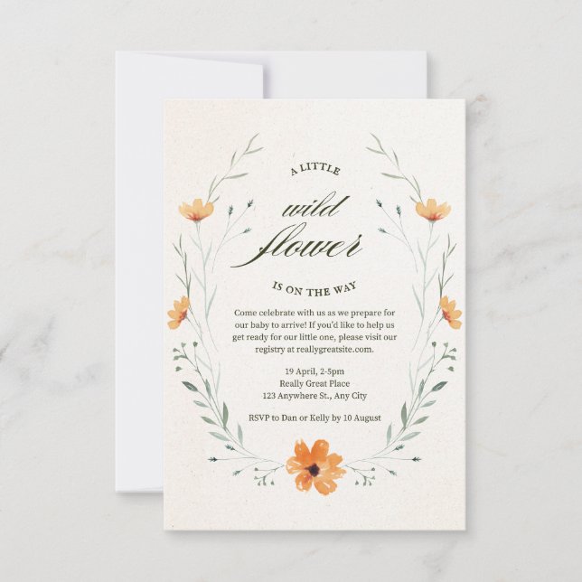 Modifier Une Petite Invitation Baby shower Fleur s (Devant)