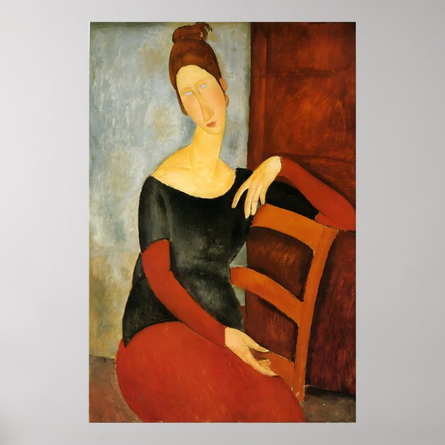 Modigliani Femme dans un fauteuil rouge Impression (Devant)