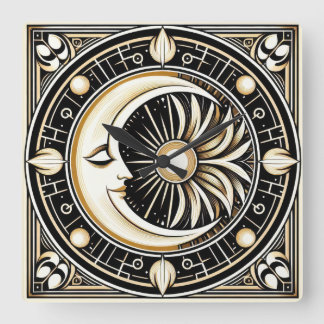 Moelle et motif soleil AI Mur Horloge