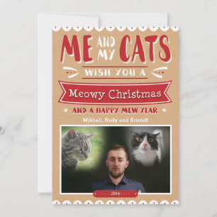Moi et mes chats Noël 5x7 Carte photo
