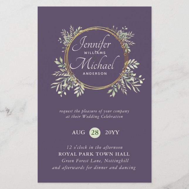 MOINS CHER Faire-part de mariage Verdure Wreath BU (Devant)