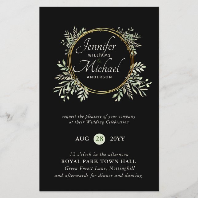 MOINS CHER Faire-part de mariage Verdure Wreath BU (Devant)