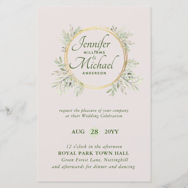 MOINS CHER Faire-part de mariage Verdure Wreath BU (Devant)