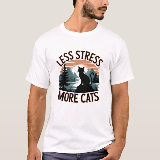 Moins De Stress, Plus De Chats - T-shirt Chat Rela (Devant)