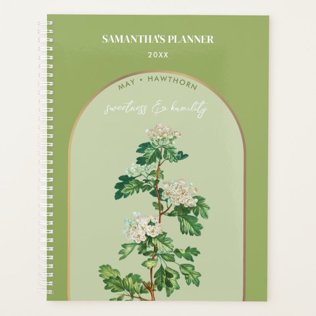 Mois de fleurs de naissance personnalisées Mai Haw (Devant)