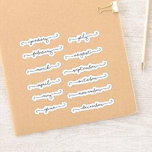 Mois de l'année cursive Planner stickers