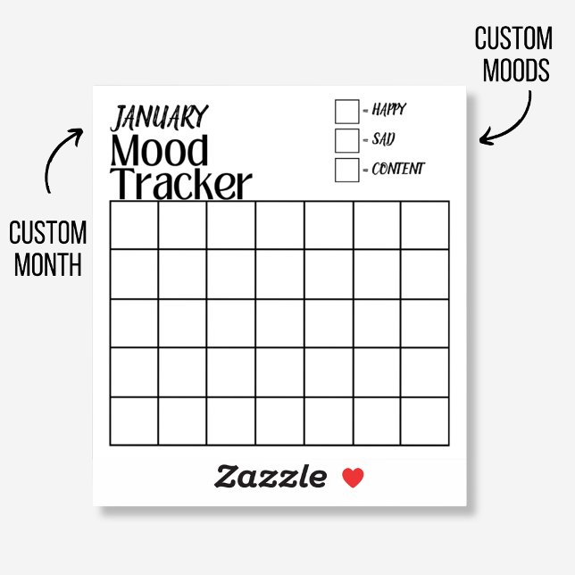 Mois et humeur personnalisés | Sticker Mood Tracke (Monthly mood tracker sticker with customized moods for your bullet journal.)