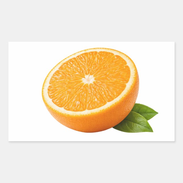 Moitié d'orange fraîche avec autocollant de feuill (Devant)