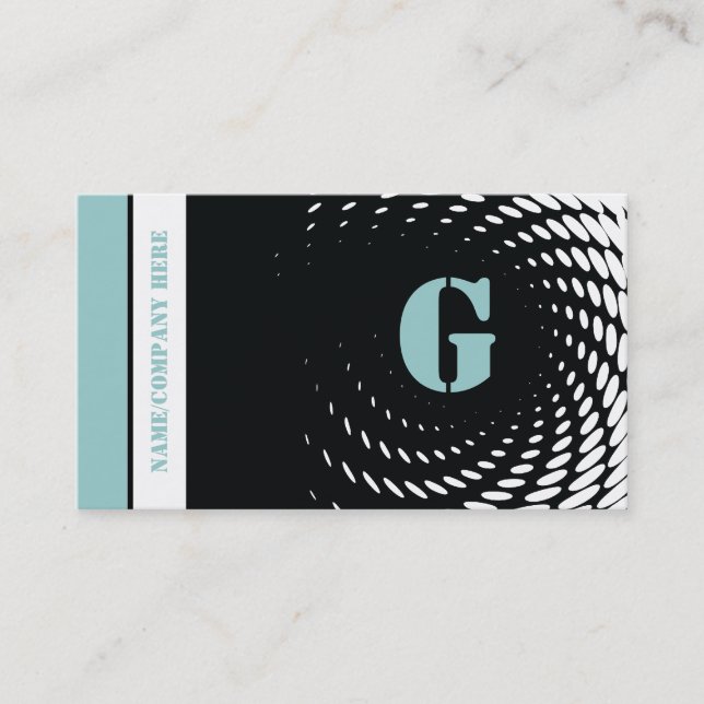 Moitié monogramme noir bleu cartes de visite (Devant)