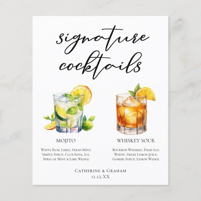 Mojito Whiskey Sour Signature Cocktails Menu (Devant)