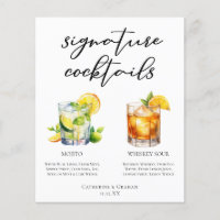 Mojito Whiskey Sour Signature Cocktails Menu