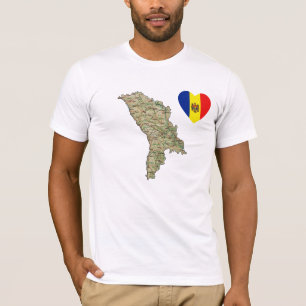 Moldavie Drapeau Coeur et carte T-shirt