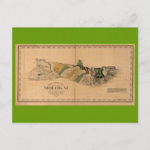 Molokai, 1897, Carte Vintage Hawaii