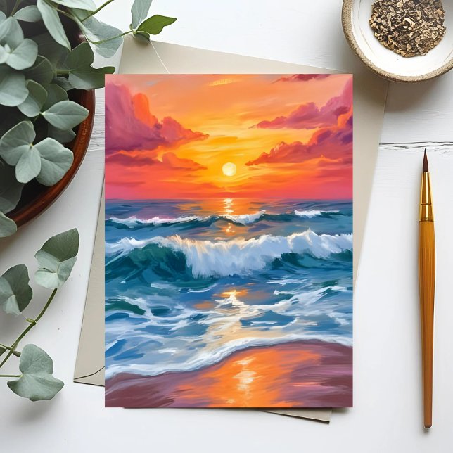 Molten Horizon | Carte aquarelle du coucher de sol (Créateur téléchargé)