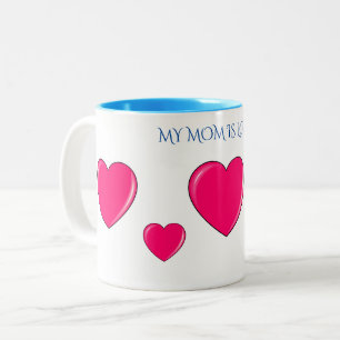 "MOM" avec coeur rose café ou tasse à thé.