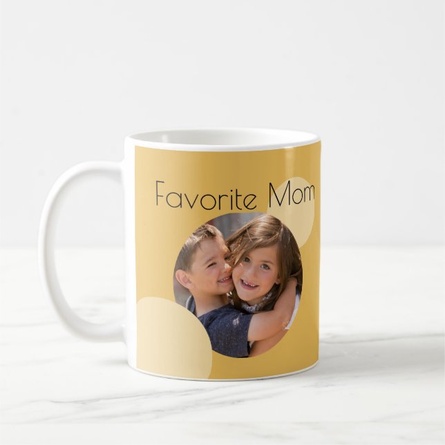 Mom Custom Photos Yellow Dots Coffee Mug (Gauche)