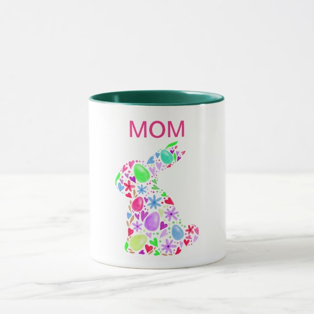 "MOM" EASTER EGG RABBIT DANS LA MUG PASTEL COLORS (Centre)