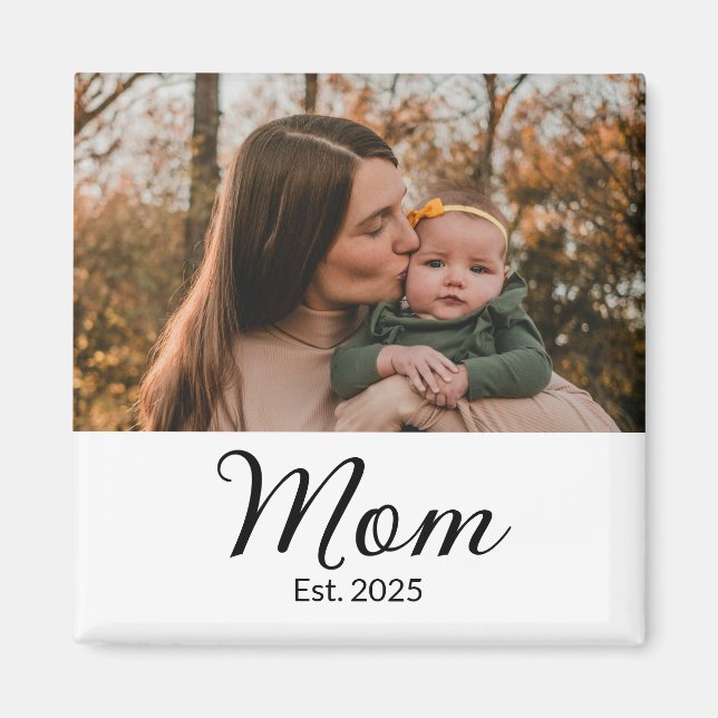 Mom Established Photo Gift Magnet (Devant)