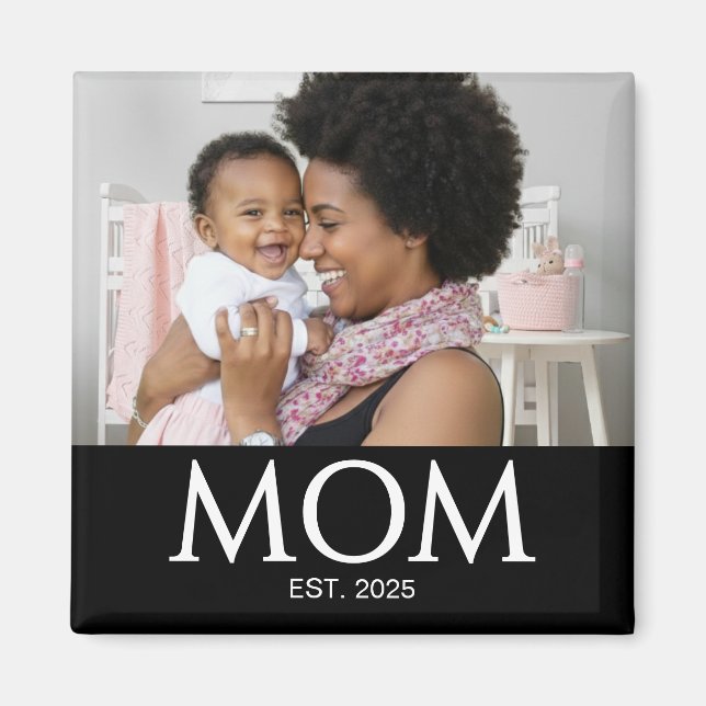 Mom Established Photo Gift Magnet (Devant)