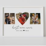 Mom Photo Collage Heart Photo Mother's Day Poster<br><div class="desc">This is a photo collage that spells out the word MOM (with a heart) along with a custom message. This is the perfect gift for mom for mother's day,  her birthday or Christmas.</div>