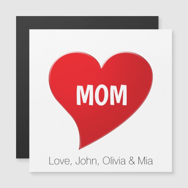 Mom red heart modern graphic custom magnetic card  (Devant / Derrière)