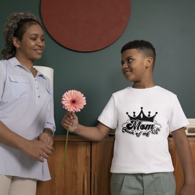 MOM Reine de ma vie T-Shirt blanc pour garçons (Créateur téléchargé)