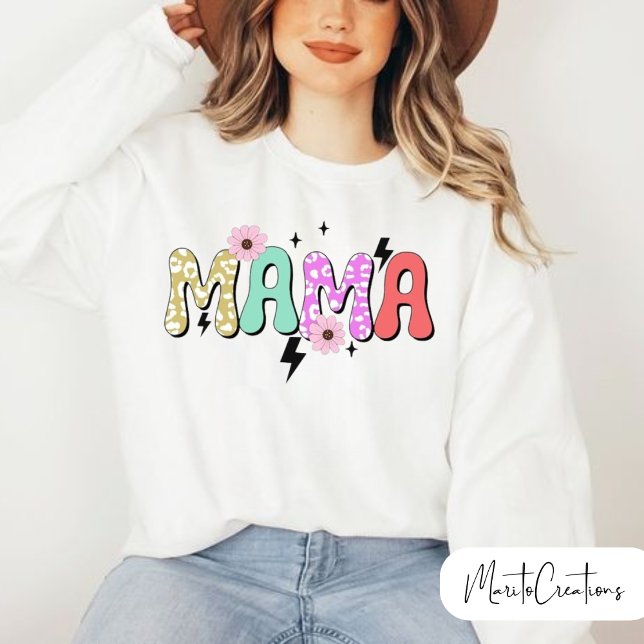 Mom sweatshirt with flowers and retro lettering (Créateur téléchargé)