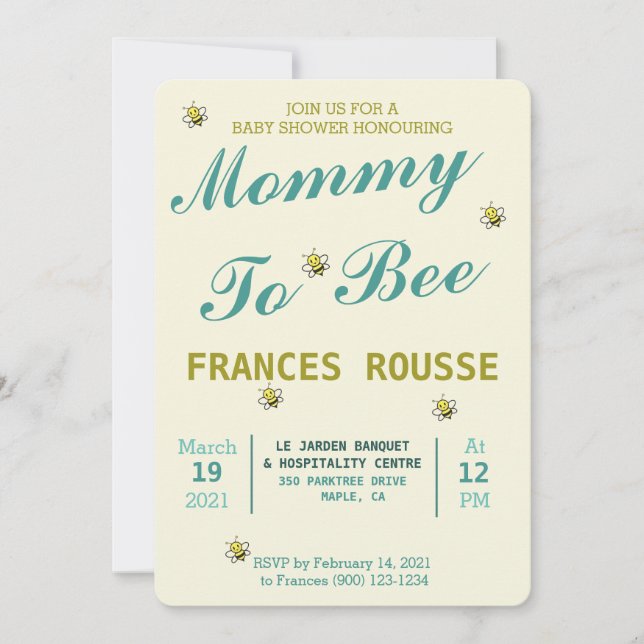 MOM TO BEE CUT BABY SHOWER INVITATION (Devant)