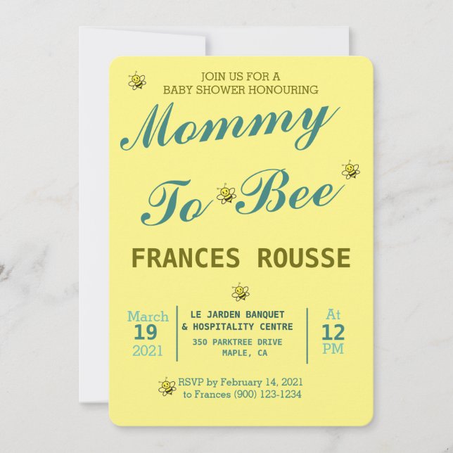 MOM TO BEE CUT BABY SHOWER INVITATION (Devant)