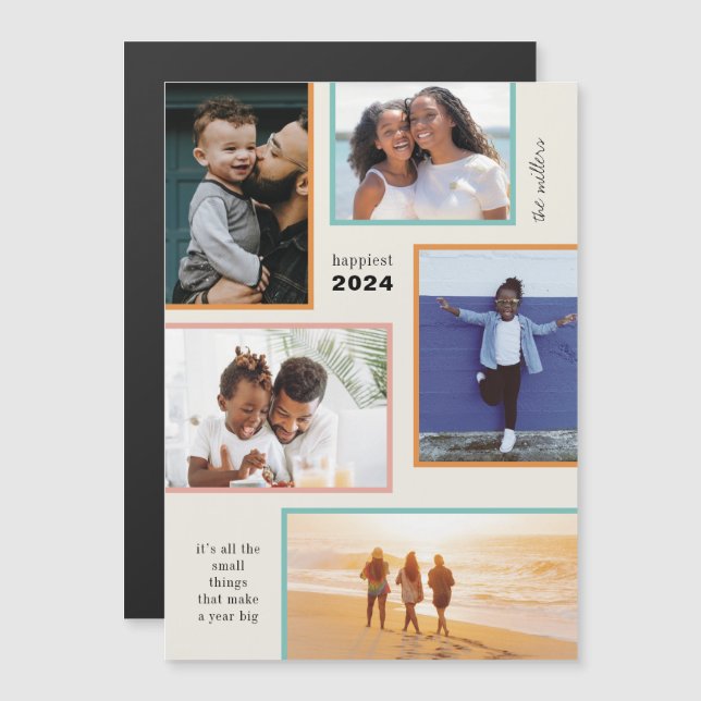 Moments colorés Carte magnétique photo de vacances (Devant / Derrière)