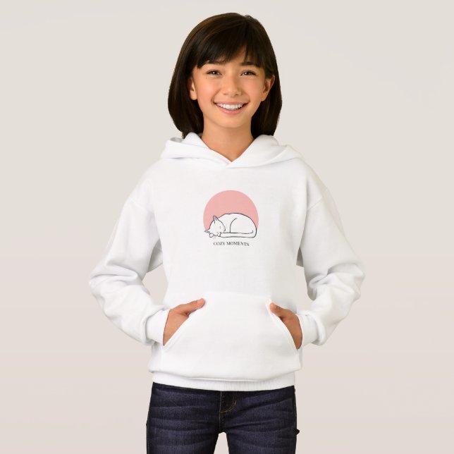 Moments Cozy - Art en ligne de chat endormi minima (Devant entier)