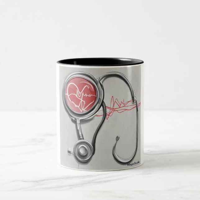 Moments de battement de coeur : Stethoscope et Mug (Centre)