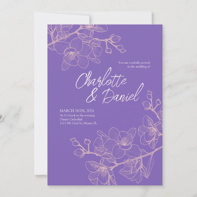 Moments d'orchidée de lavande | FAIRE-PART DE MARI (Devant)