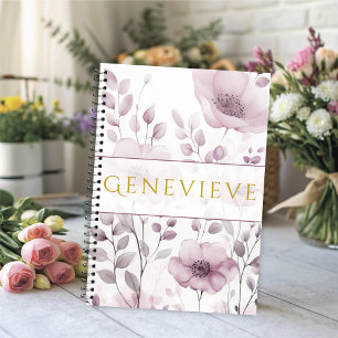 Moments Élégants en Fleur Mauve Floral Aquarelle