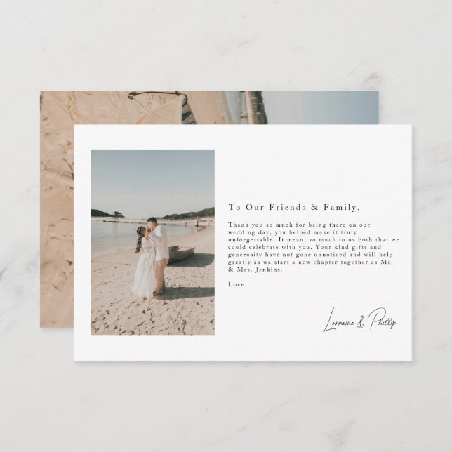 Moments romantiques mariage photo moderne merci (Devant / Derrière)