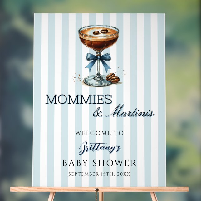 Mommies et Martinis Baby shower bleu Affiche de bi (Neutre)