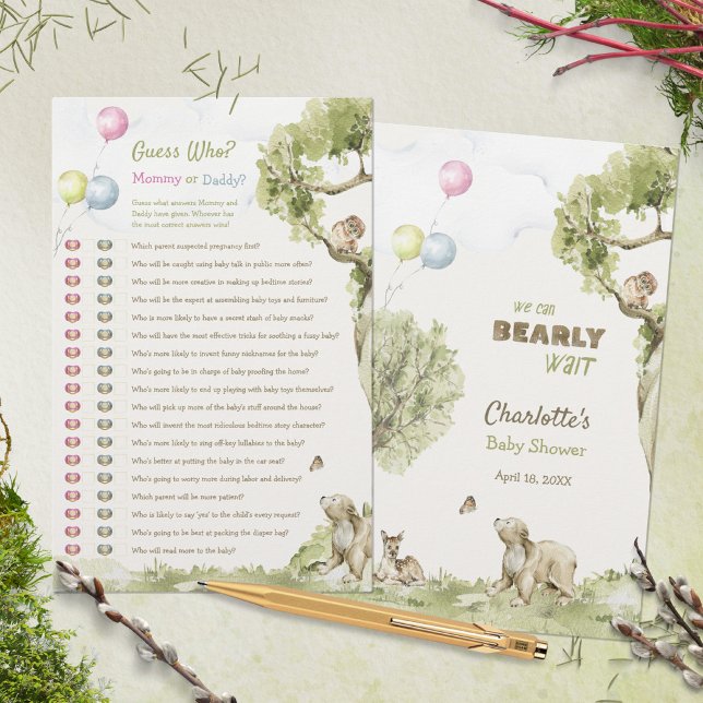 Mommy or Daddy Guess Who Baby Shower Game Woodland (Mommy or Daddy Guess Who Baby Shower Game Woodland ©Susanne Sachers - Sunny Mind 🌞)