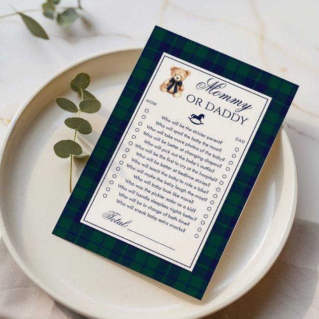 Mommy or Daddy Teddy Bear Navy Plaid game (Créateur téléchargé)