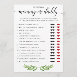 Mommy ou papa Baby shower Jeu Vert Thème