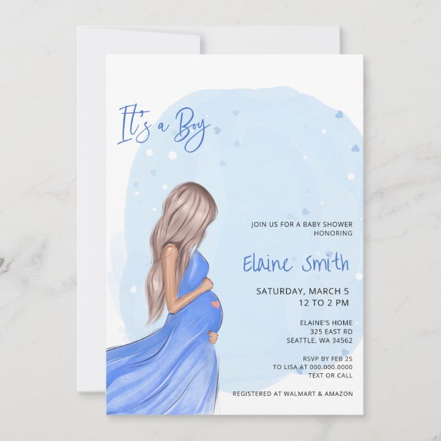 Mommy to Be Blue Its a Boy Baby Shower Invitation (Devant)
