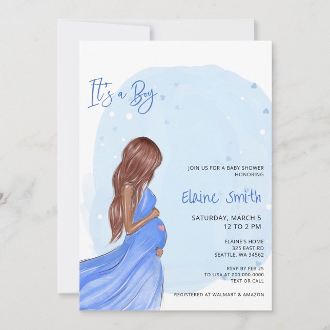 Mommy to Be Blue Its a Boy Baby Shower Invitation (Devant)