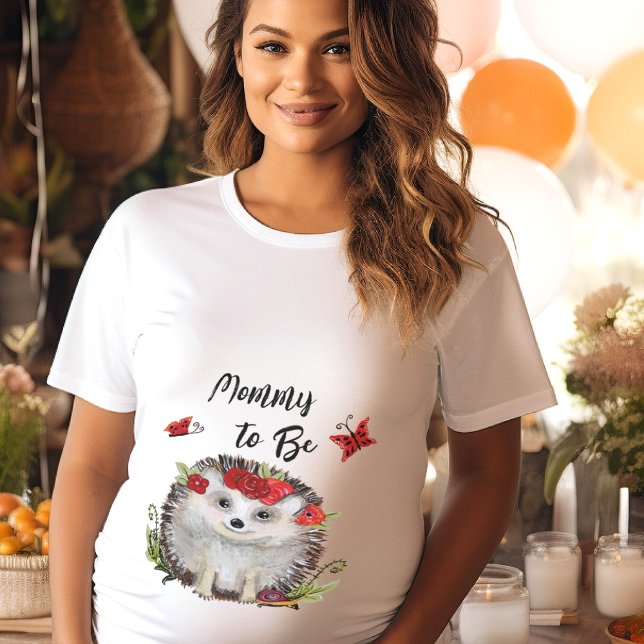 Mommy to Be Woodland Hérisson Baby shower (hand painted hedgehog mommy to be baby shower tee by Malissa Melrose)