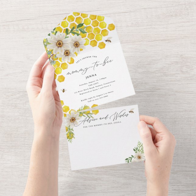 Mommy to Bee All In One Baby shower Invitation (Déchirure)