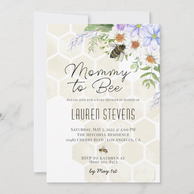 Mommy to Bee Baby shower Invitation (Devant)
