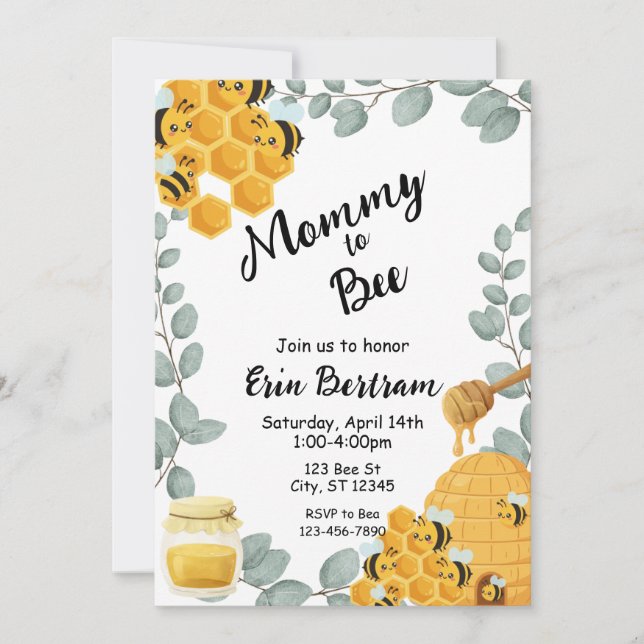 Mommy to Bee baby shower Invitation (Devant)
