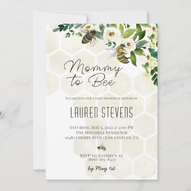 Mommy to Bee Baby shower Invitation (Devant)