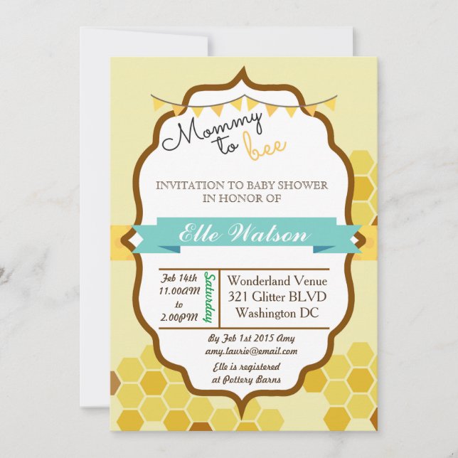 Mommy to Bee Baby Shower Invitations (Devant)